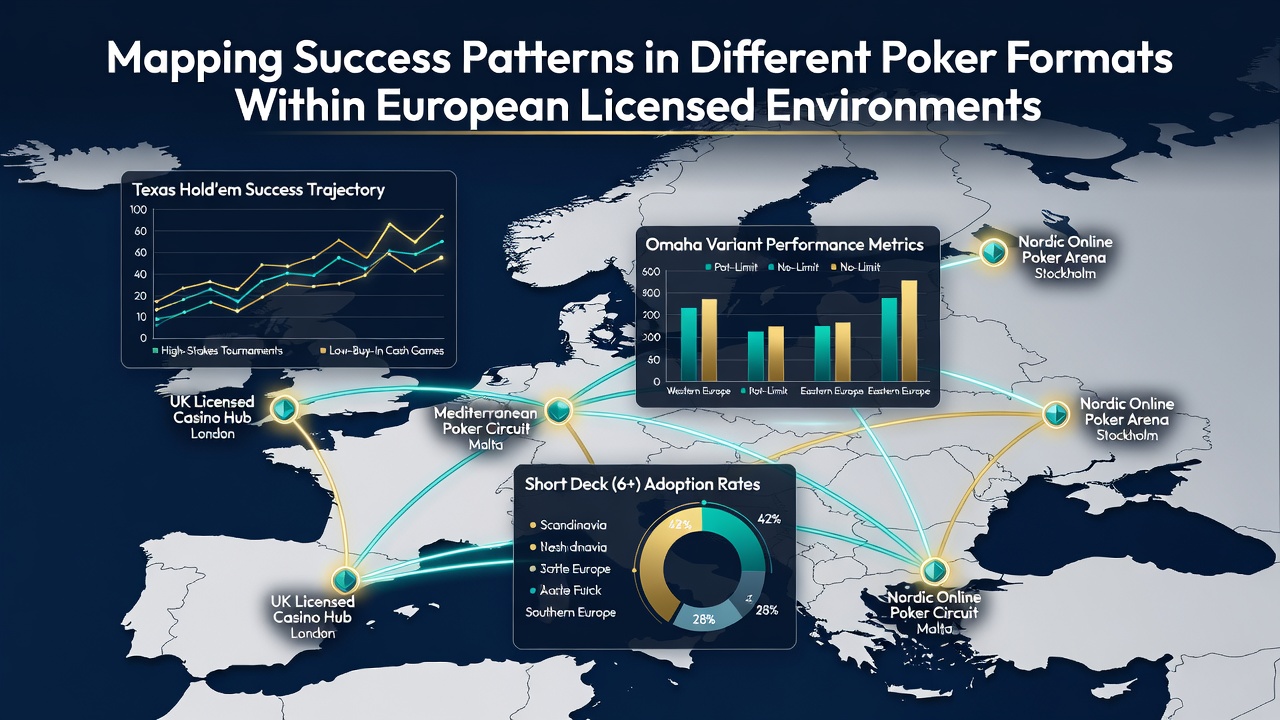 Detailed charts showing success rates across poker variants in regulated European markets